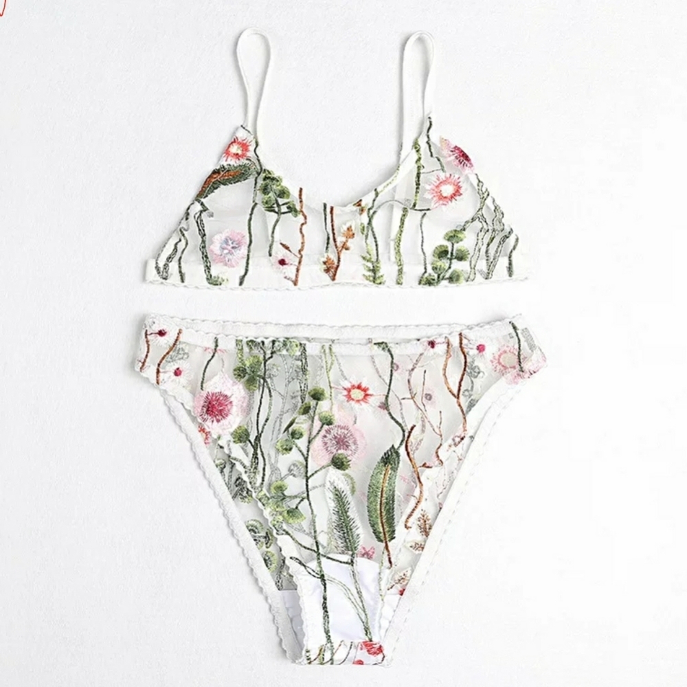 White floral bralette set - Picture 5 of 8